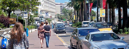Boulevard de la Croisette along the waterfront in Cannes